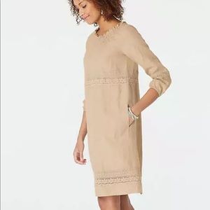 J. Jill Love Linen Natural Flax Dress Lace Large